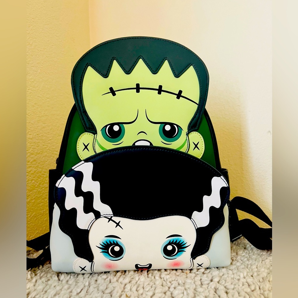 Universal Monsters Loungefly bag. Frankenstein and his bride.